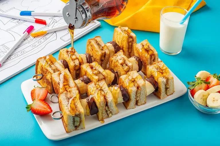 Chocolate Banana and PB French Toast Kabobs