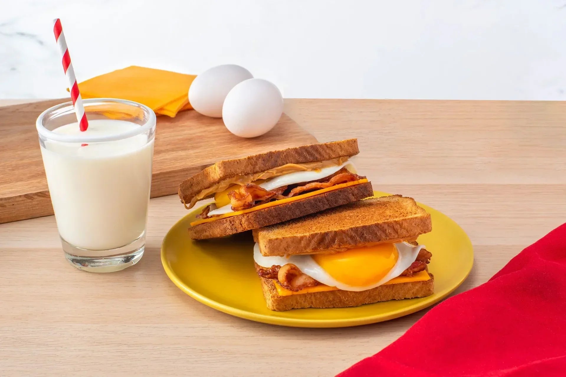 PB, Cheddar, Bacon and Egg Sandwich