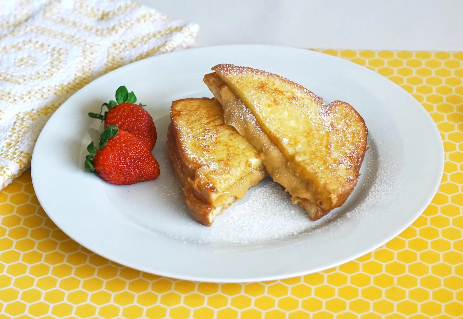 Triangle Peanut Butter Stuffed French Toast