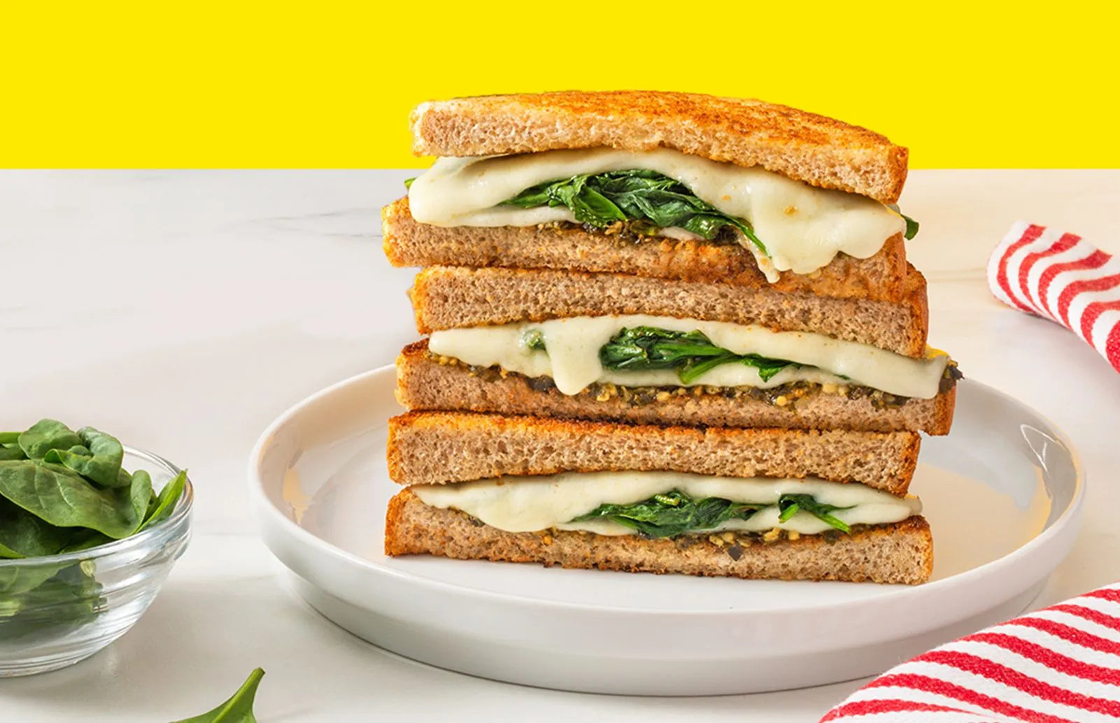 Spinach and Pesto Grilled Cheese