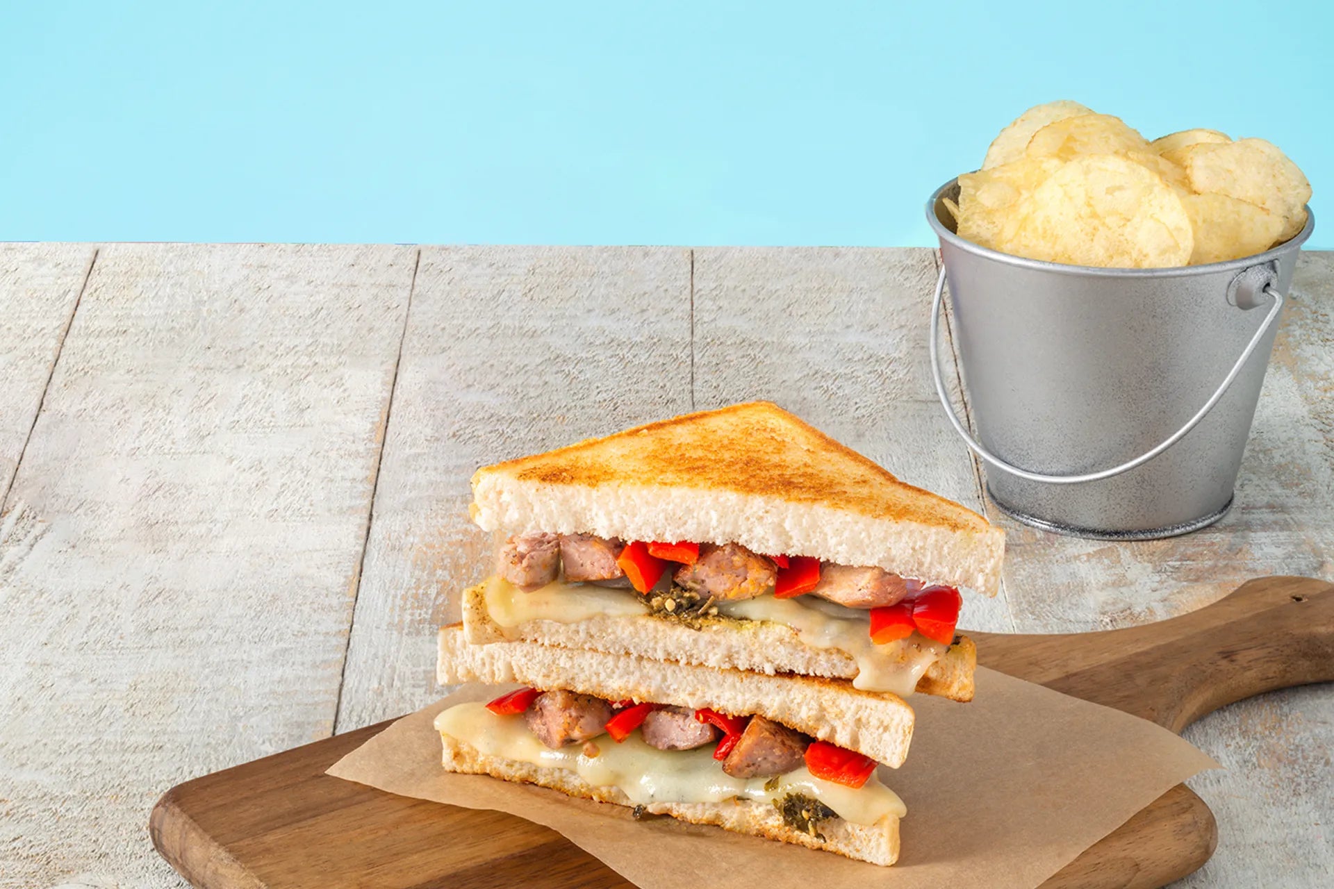 Sausage, Pesto and Pepper Sandwiches