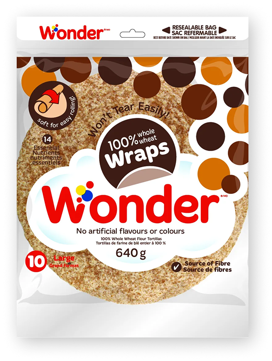 100% Whole Wheat Large Wraps 10pk
