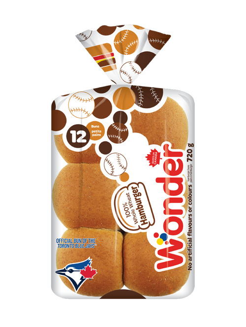 100% Whole Wheat Hamburger Buns 12pk