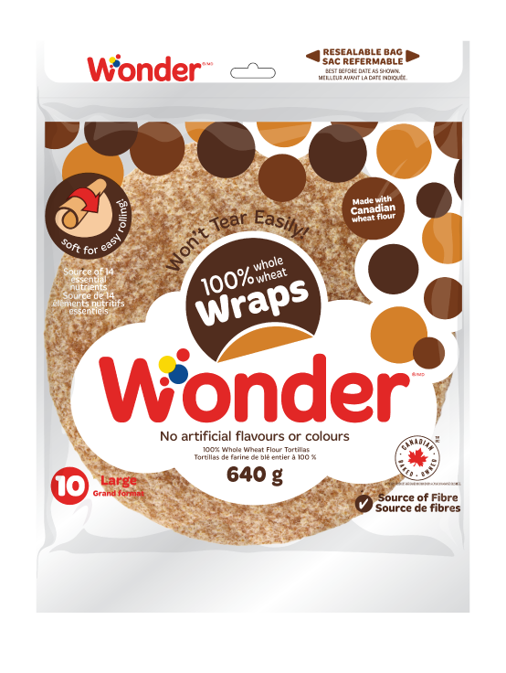 100% Whole Wheat Large Wraps 10pk