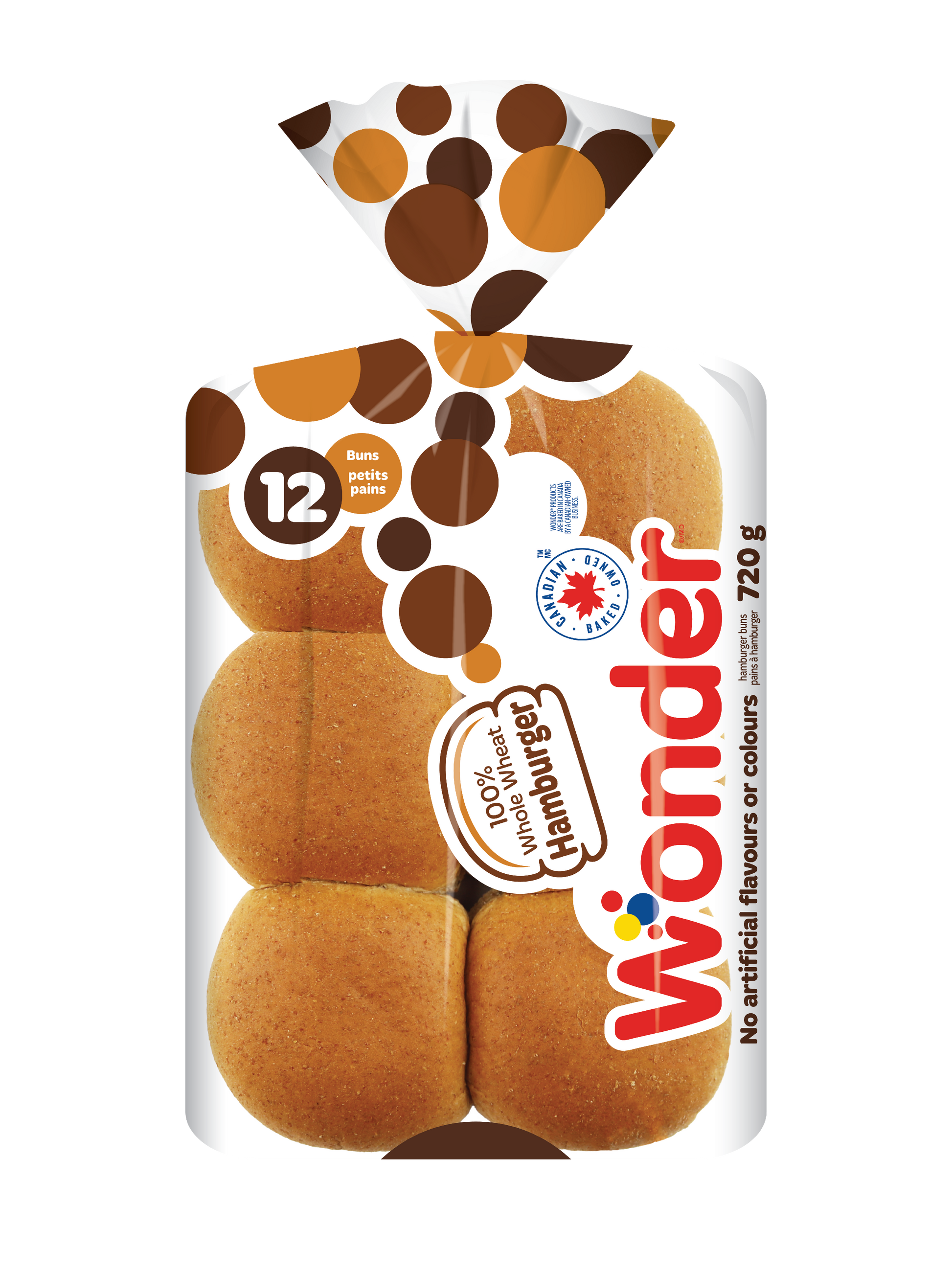 100% Whole Wheat Hamburger Buns 12pk