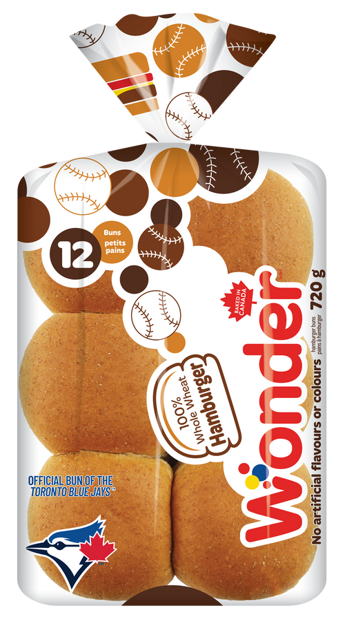 100% Whole Wheat Hamburger Buns 12pk