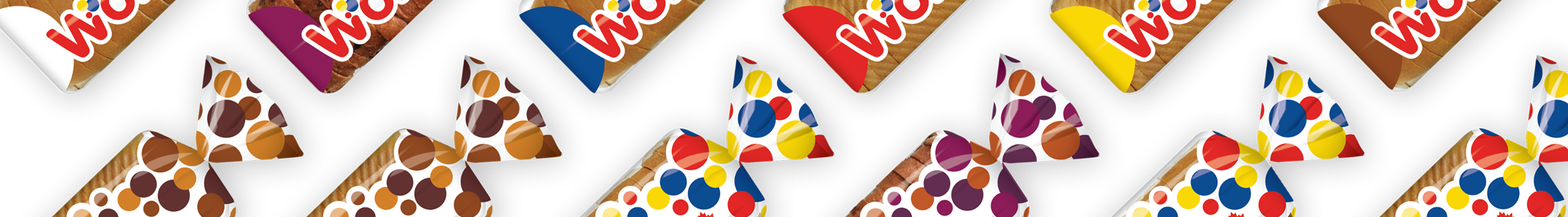 Pattern of Wonder loaves on a white background